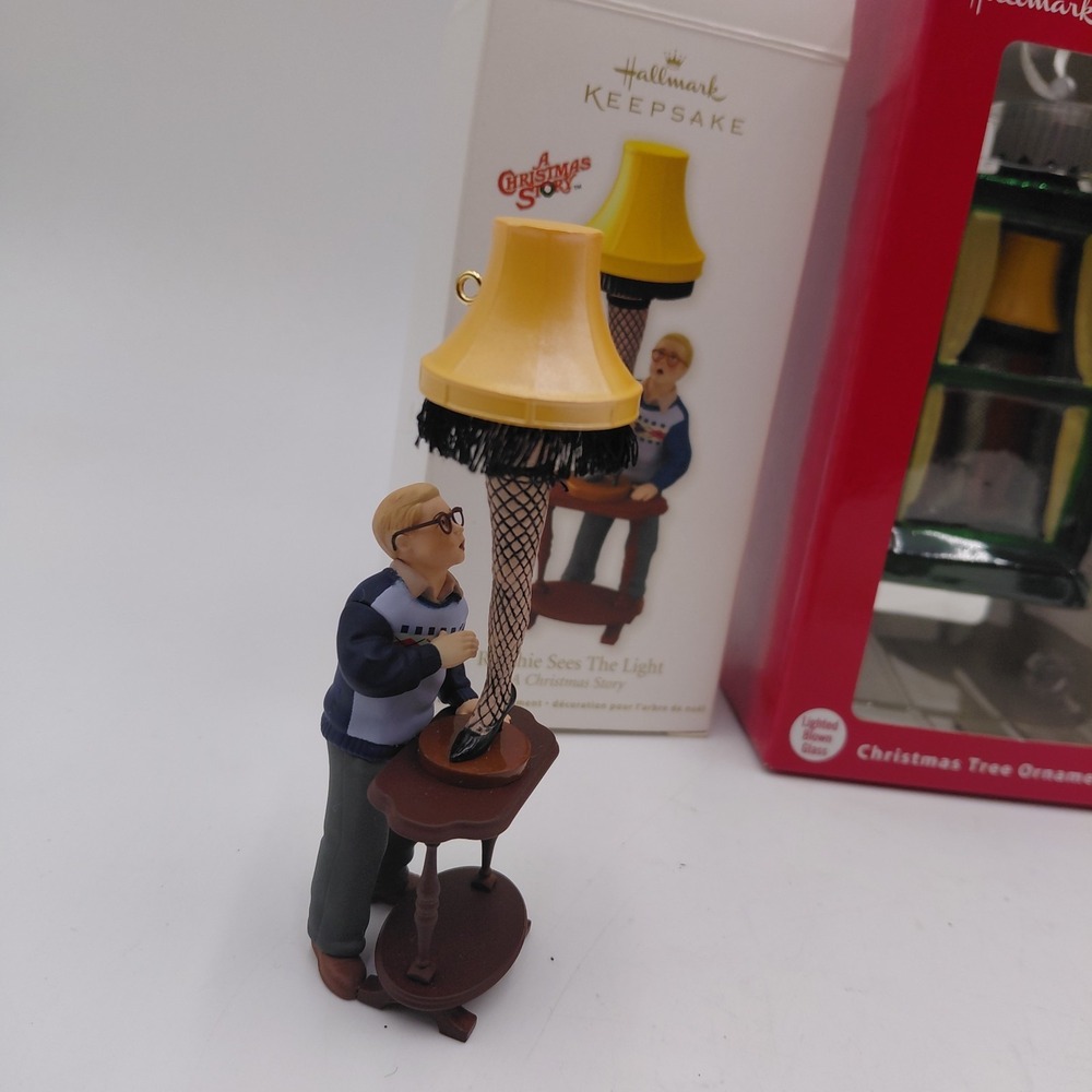 Hallmark Keepsake Ornament Christmas Story Set 3 Leg Lamp Blown Glass Window - Picture 2 of 7